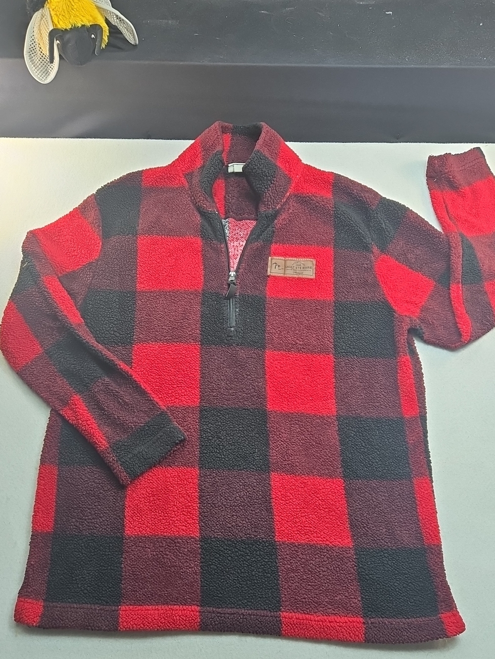 Artisans Red and Black Buffalo Plaid Fleece Pullover